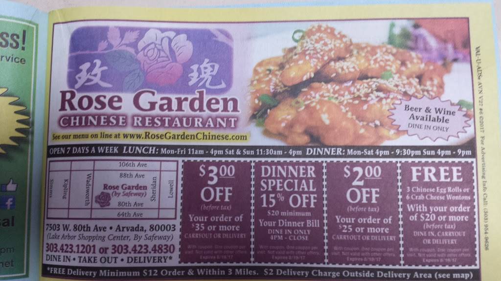 Rose Garden Chinese Restaurant | meal delivery | 7503 W 80th Ave, Arvada, CO 80003, USA | 3034231201 OR +1 303-423-1201