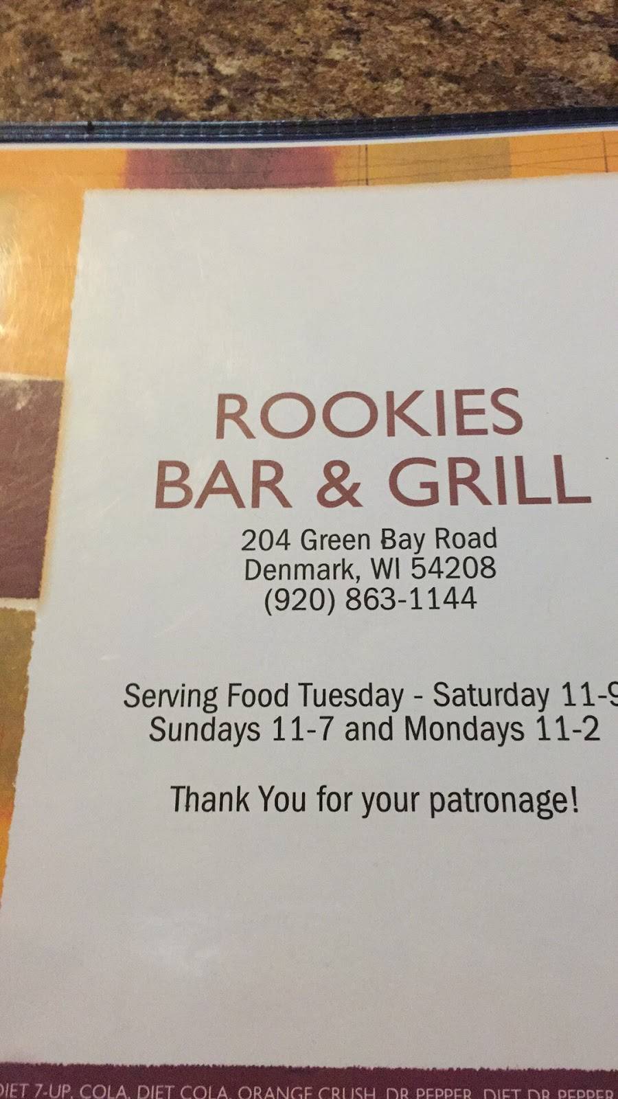 Rookies Bar & Grill | restaurant | 204 Green Bay Rd, Denmark, WI 54208, USA | 9208631144 OR +1 920-863-1144