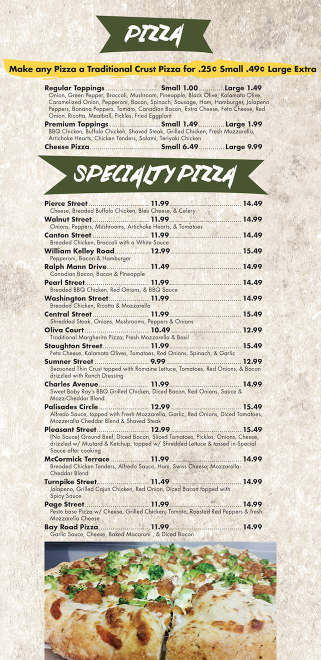 M and Gs Pizza | restaurant | 713 Washington St, Stoughton, MA 02072, USA | 7813445544 OR +1 781-344-5544