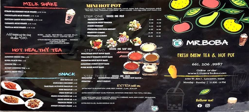 MR. BOBA | restaurant | 2066 W Ave J, Lancaster, CA 93536, USA | 6612069987 OR +1 661-206-9987