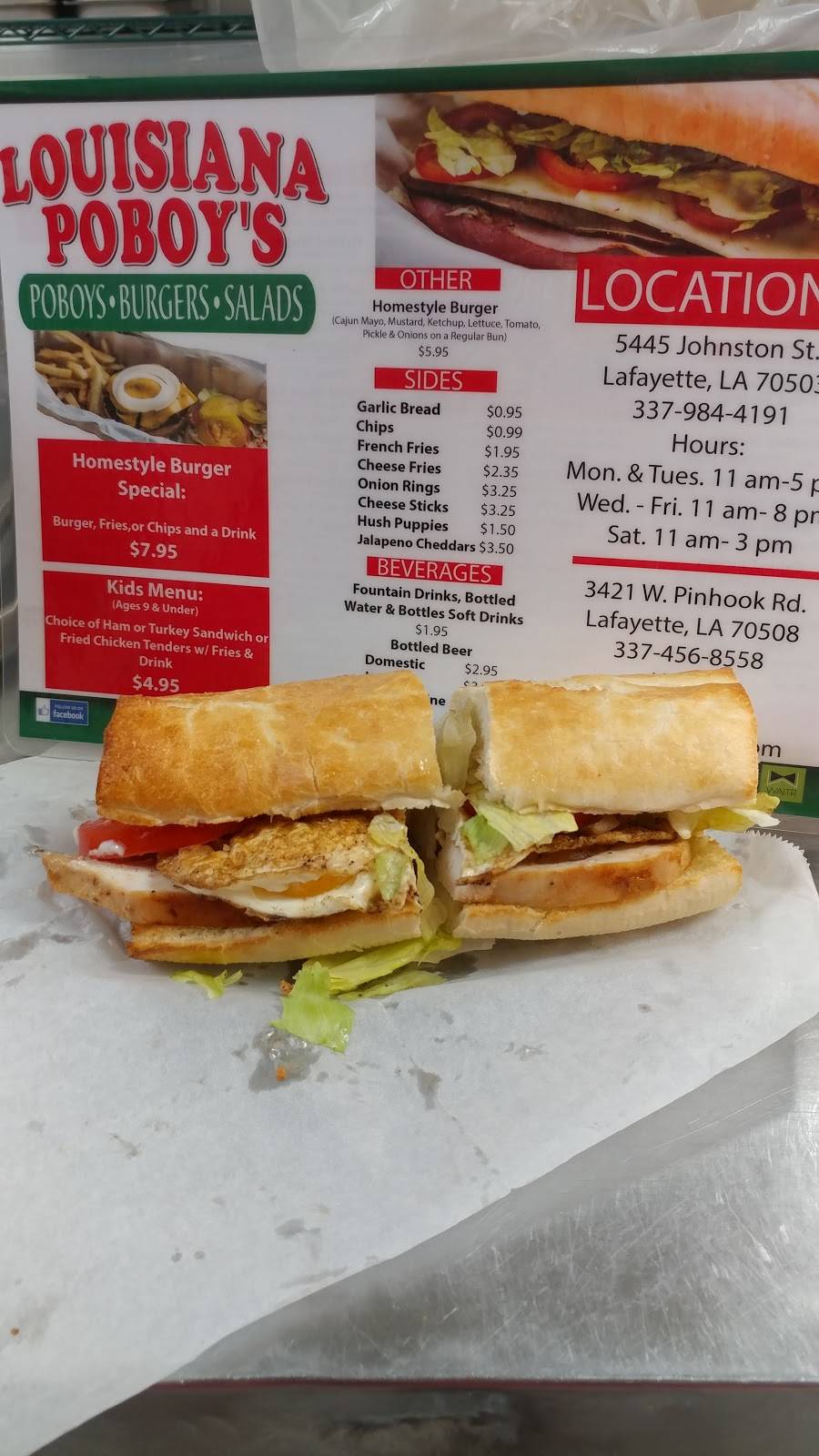 Louisiana Poboys PinHook | restaurant | 3431 W Pinhook Rd, Lafayette, LA 70508, USA | 3374568558 OR +1 337-456-8558