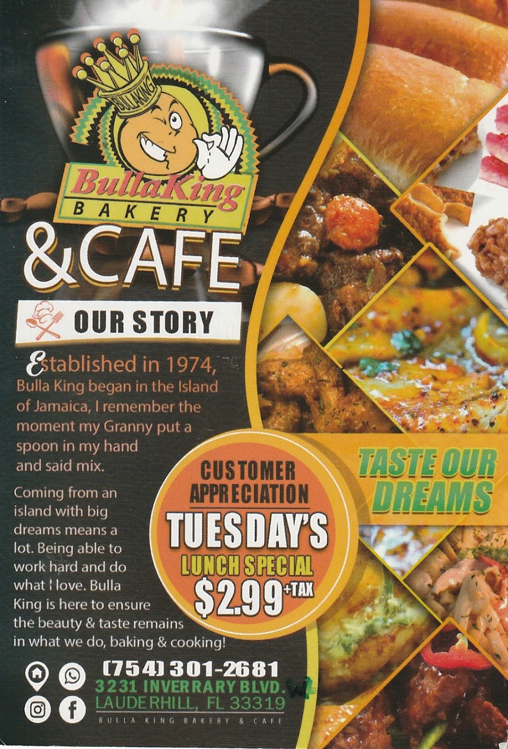 Bulla King Bakery | restaurant | 3231 Inverrary Blvd W, Lauderhill, FL 33319, USA | 7543012681 OR +1 754-301-2681