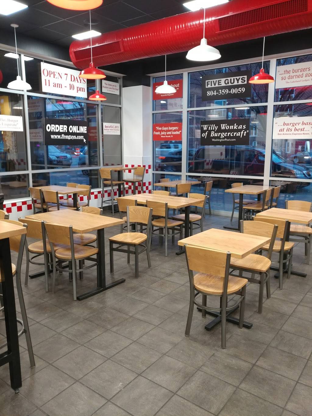 Five Guys | meal takeaway | 931 W Broad St, Richmond, VA 23220, USA | 8043590059 OR +1 804-359-0059