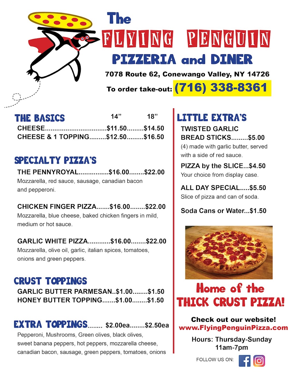 Flying Penguin Pizzeria | restaurant | 7078 US-62, Conewango Valley, NY 14726, USA