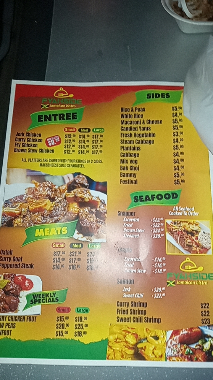 FYAHSIDE JAMAICAN BISTRO 2326 E Westmoreland St, Philadelphia, PA 19134, USA