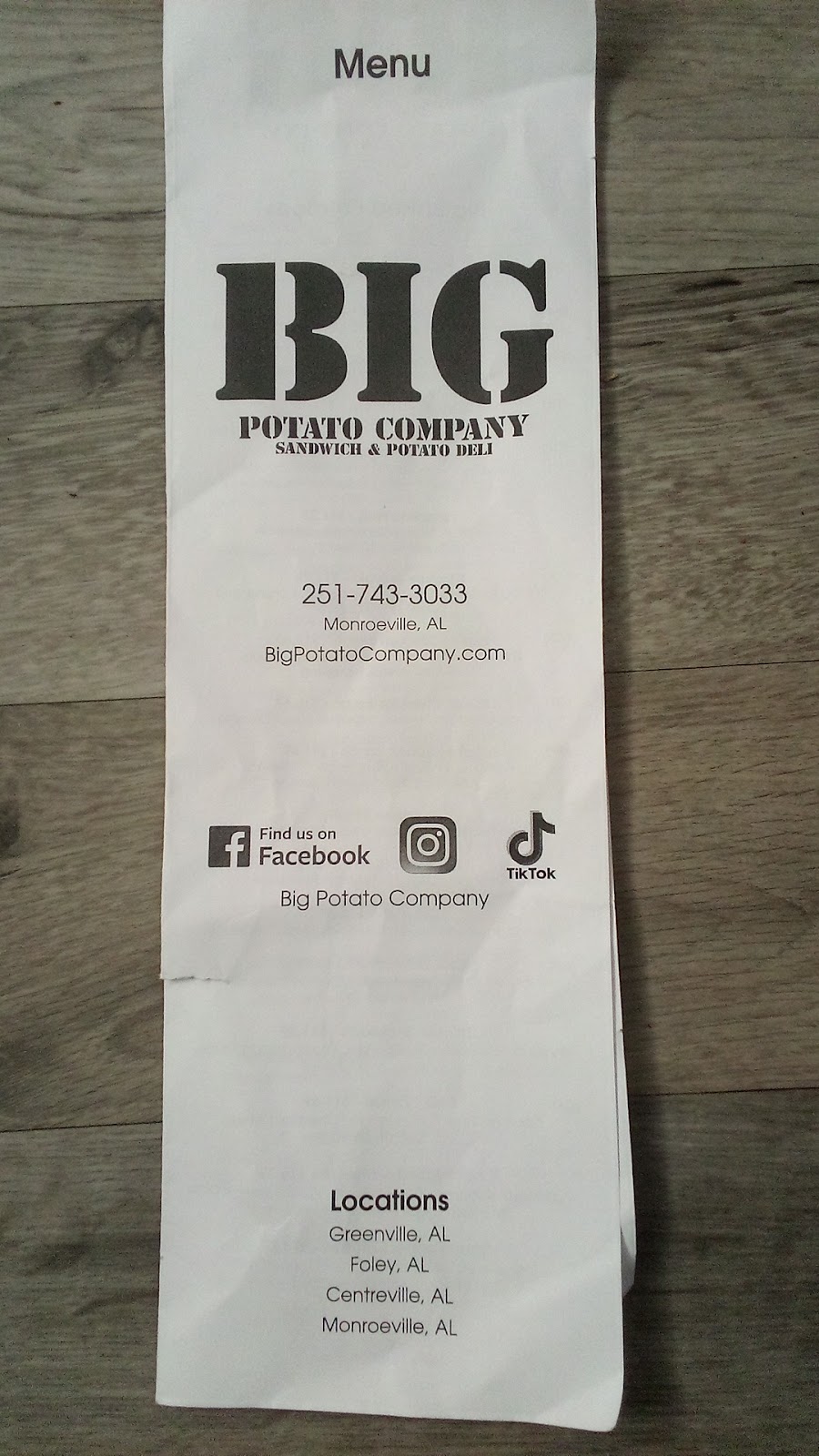 Big Potato Company | restaurant | 514 Pike St, Monroeville, AL 36460, USA | 3343712447 OR +1 334-371-2447
