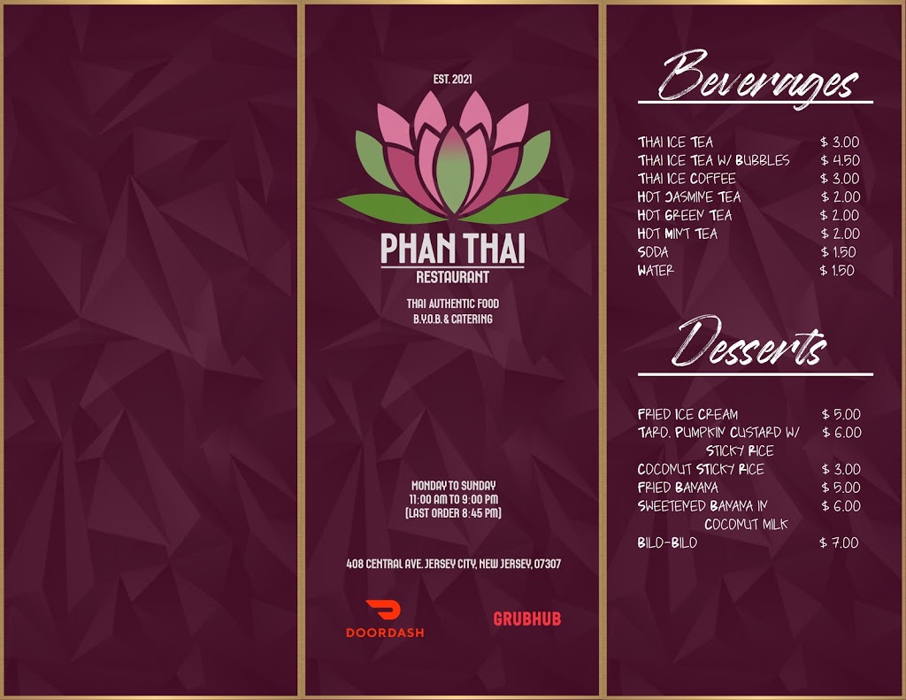 Phan Thai | restaurant | 408 Central Ave, Jersey City, NJ 07307, USA | 2015203065 OR +1 201-520-3065