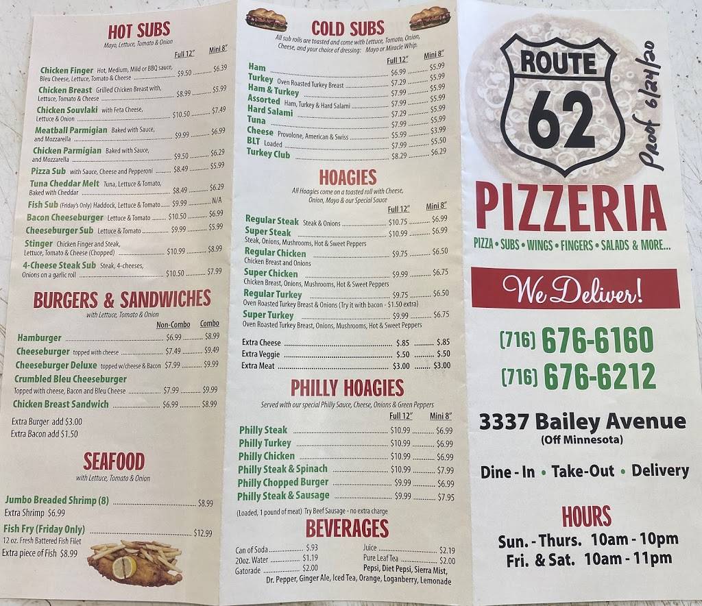 ROUTE 62 PIZZERIA | meal delivery | 3337 Bailey Ave, Buffalo, NY 14215, USA | 7166766160 OR +1 716-676-6160