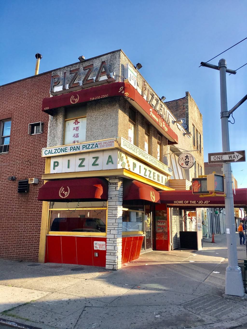 J & V Pizzeria | restaurant | 6322 18th Ave, Brooklyn, NY 11204, USA | 7183310689 OR +1 718-331-0689