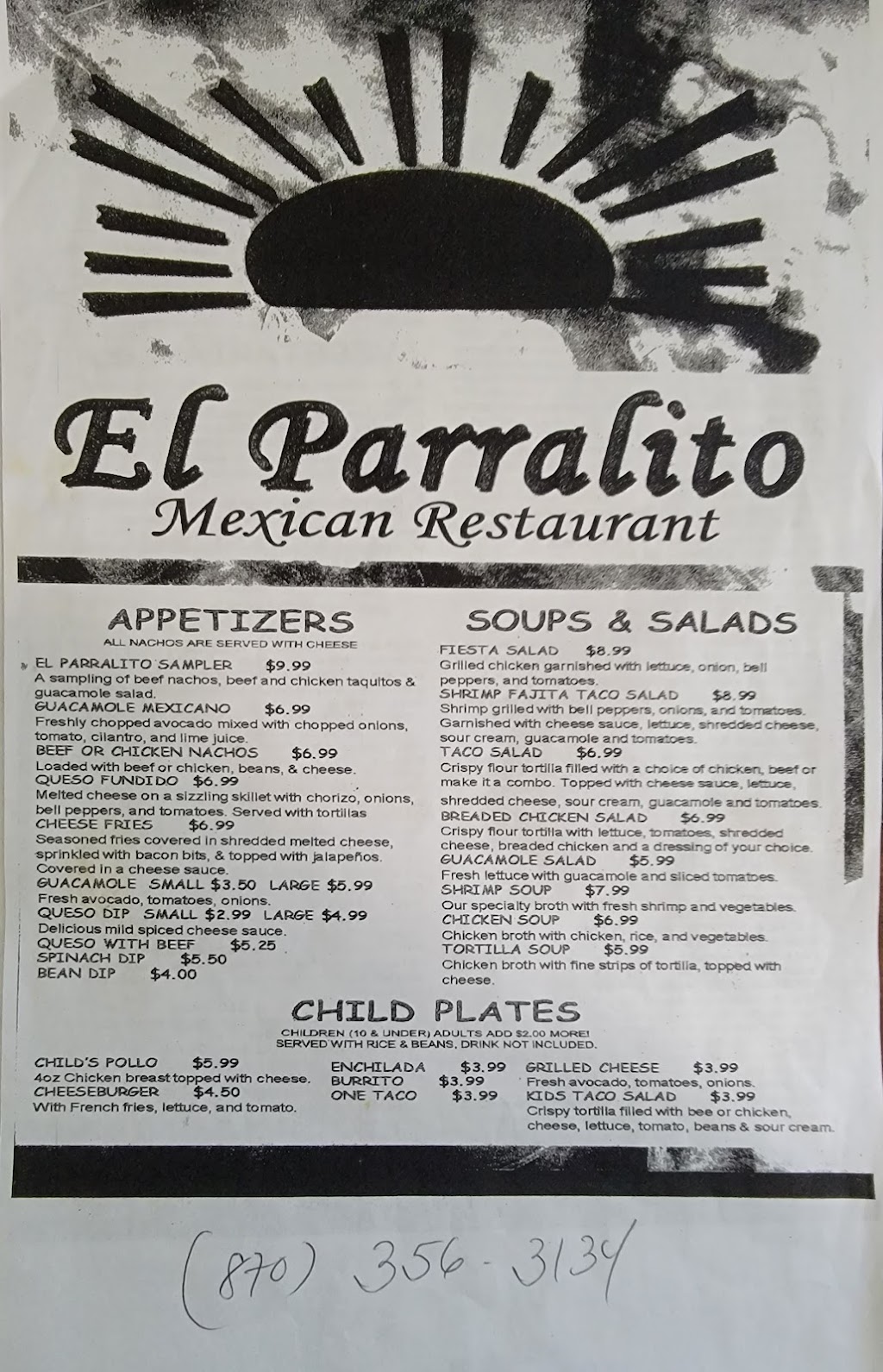 El Parralito | restaurant | 327 US-70 E, Glenwood, AR 71943, USA | 8703563134 OR +1 870-356-3134