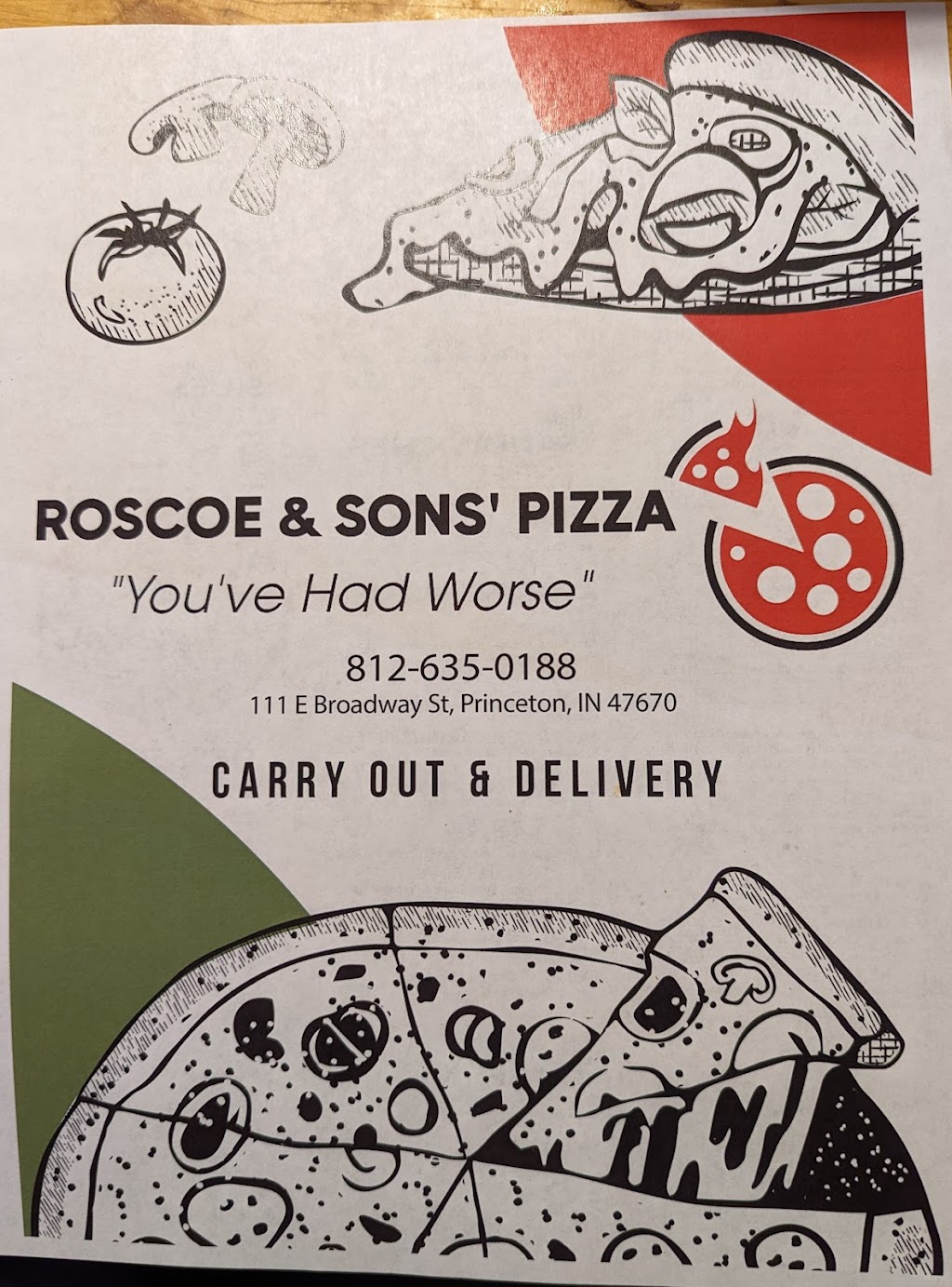 Roscoe & Sons Pizza | restaurant | 111 E Broadway St, Princeton, IN 47670, USA | 8126350188 OR +1 812-635-0188