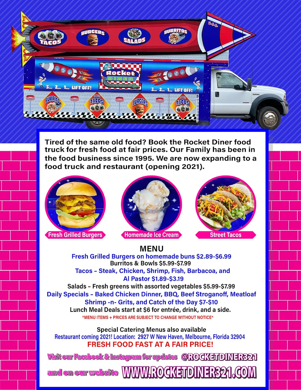 Rocket Diner 321 | restaurant | 2927 W New Haven Ave, Melbourne, FL 32904, USA | 3866276525 OR +1 386-627-6525
