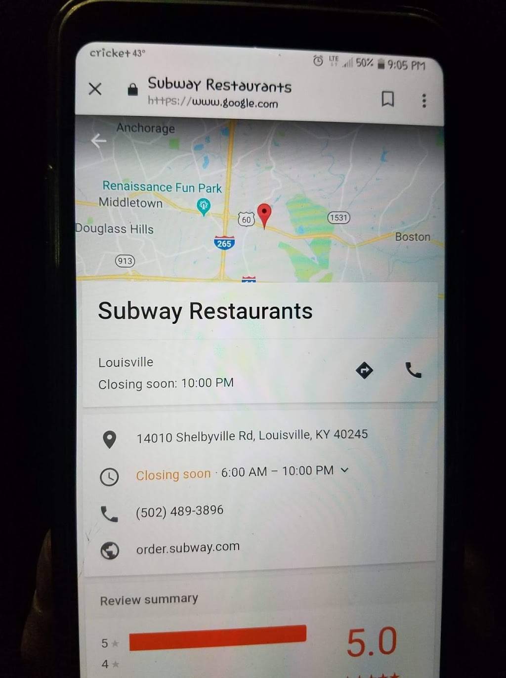 Subway 14010 Shelbyville Rd, Louisville, KY 40245, USA