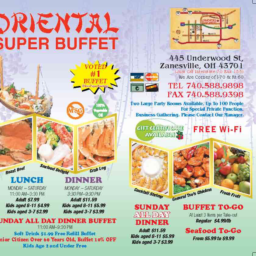Oriental Super Buffet Restaurant 445 Underwood St Zanesville