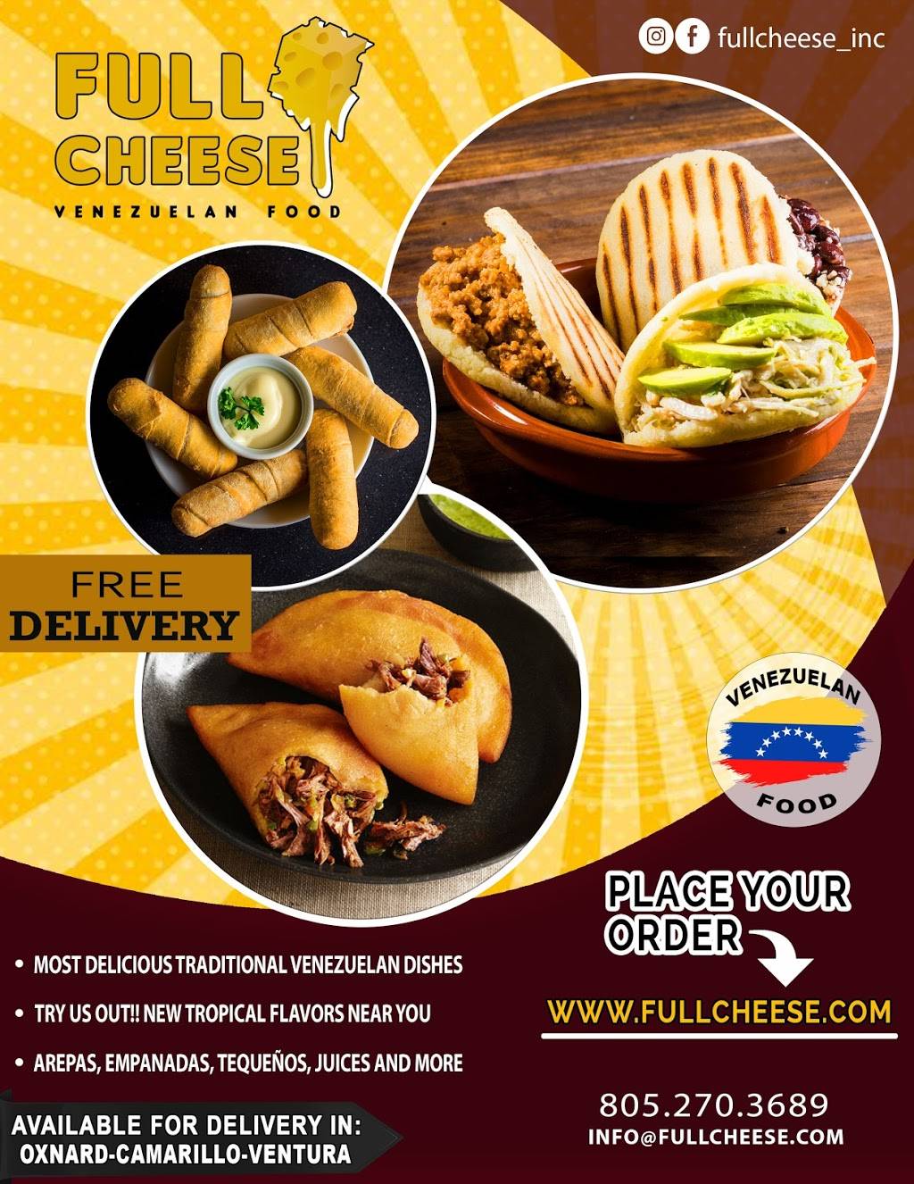 Full Cheese Venezuelan Food | restaurant | 1010 Bluebell St, Oxnard, CA 93036, USA | 8052703689 OR +1 805-270-3689