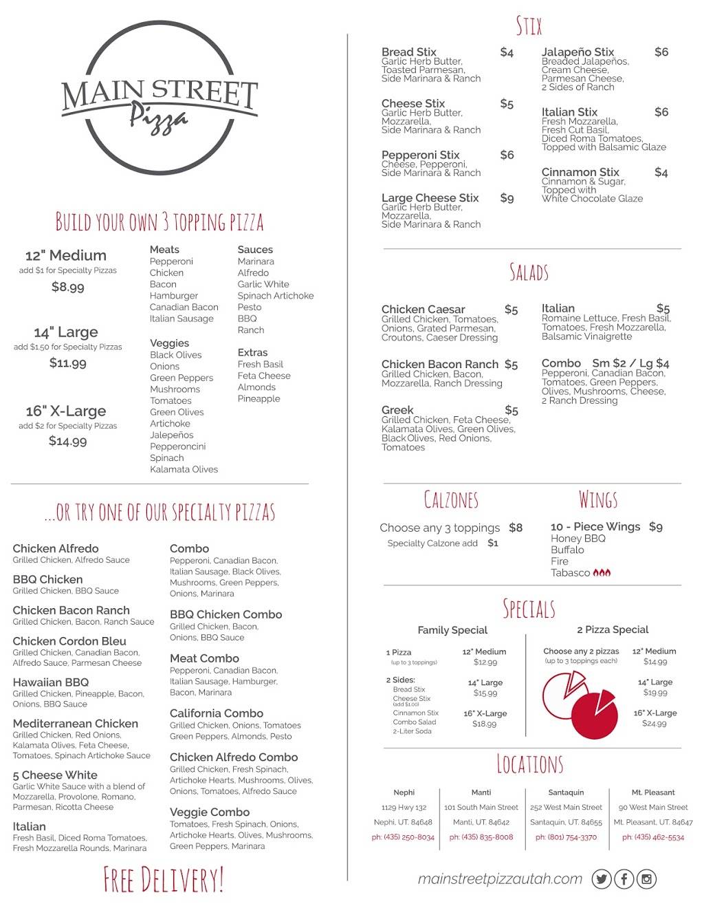 Main Street Pizza Salem | meal delivery | 466 North, UT-198, Salem, UT 84653, USA | 8014230199 OR +1 801-423-0199