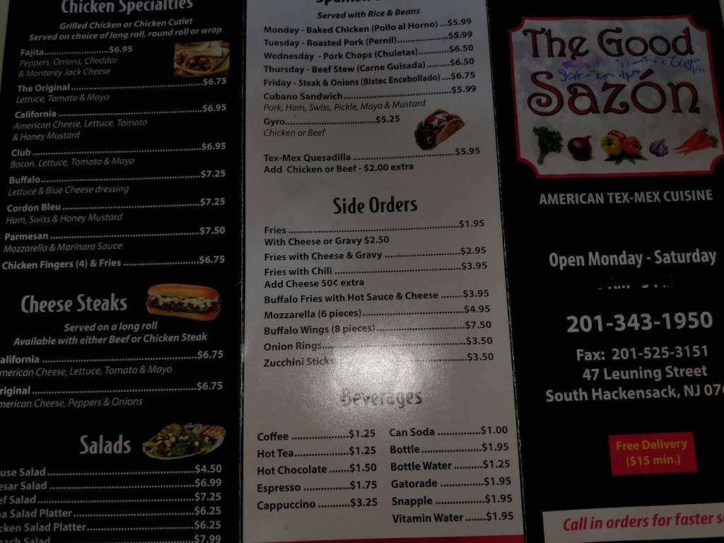The Good Sazón | restaurant | 47 Leuning St, South Hackensack, NJ 07606, USA | 2013431950 OR +1 201-343-1950