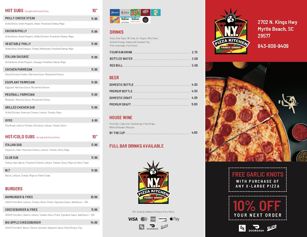 ny pizza kitchen bar and grill menu