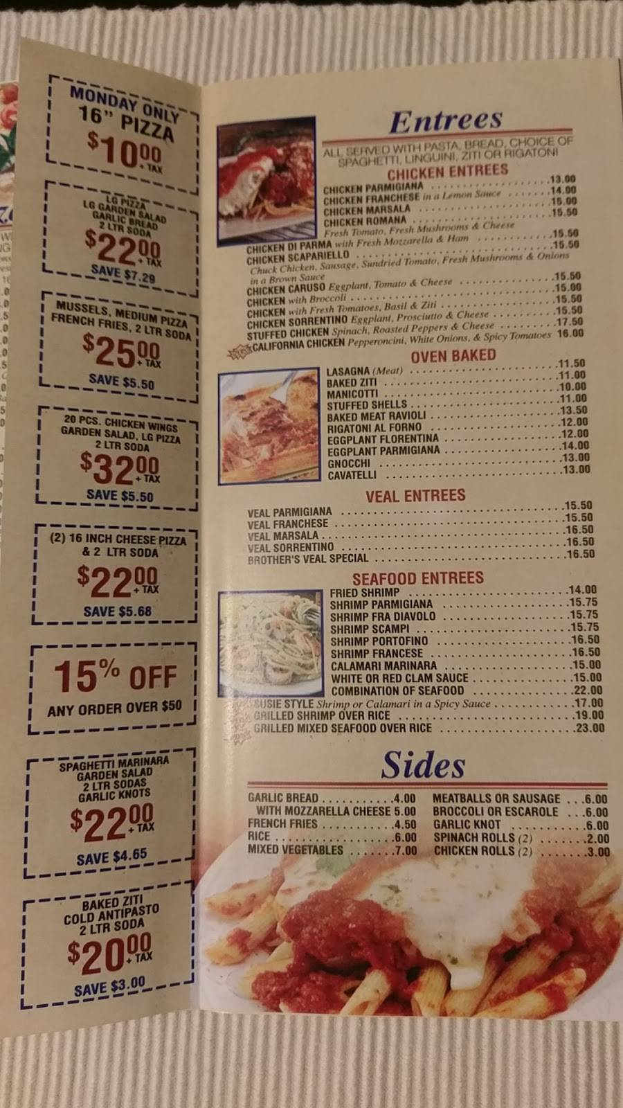 Brothers Pizzeria & Restaurant | meal delivery | 880 River Rd, Edgewater, NJ 07020, USA | 2019418181 OR +1 201-941-8181