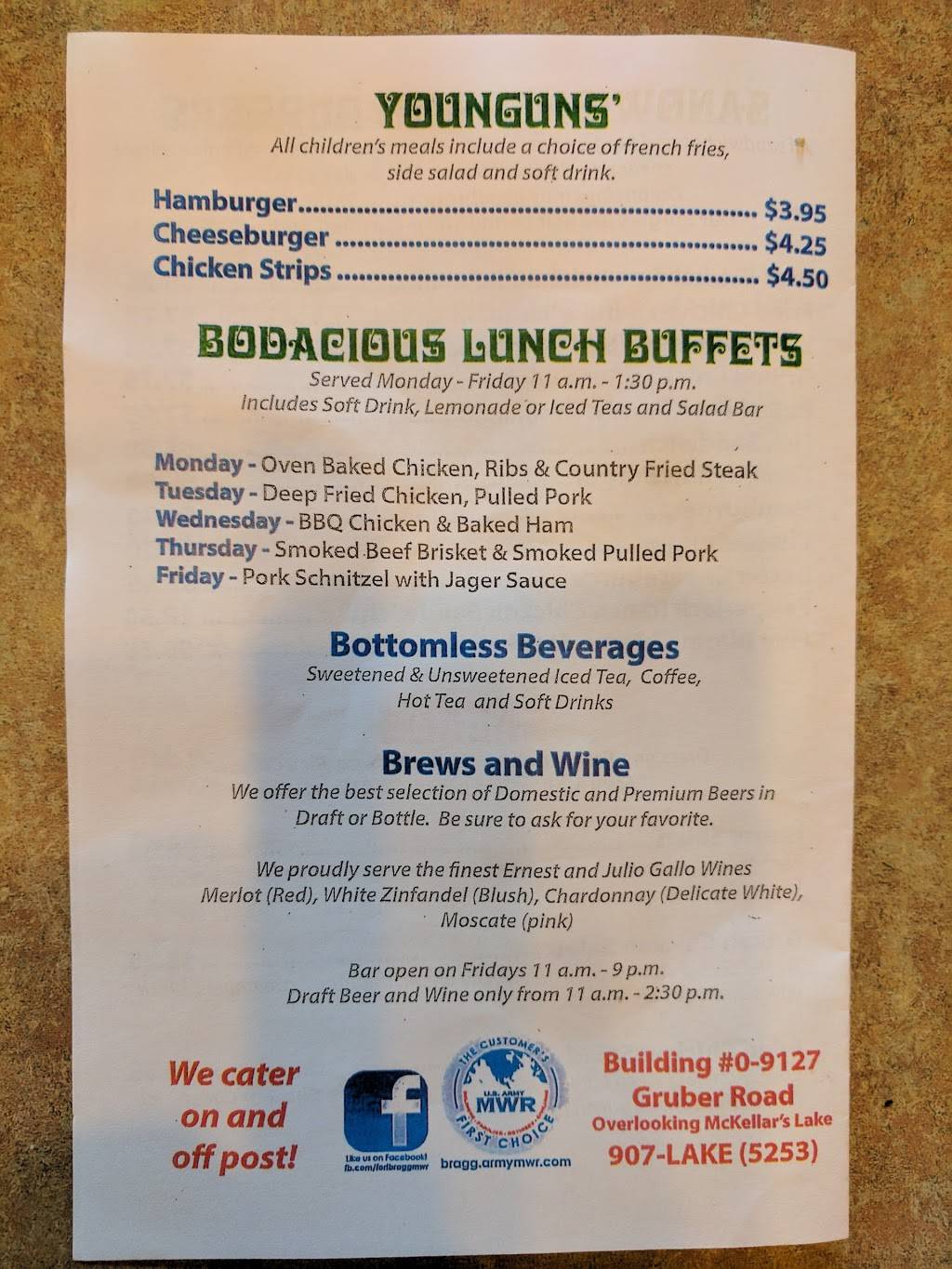 McKellars Lodge | restaurant | 0-9127 Gruber Rd, Fort Bragg, NC 28307, USA | 9109075253 OR +1 910-907-5253
