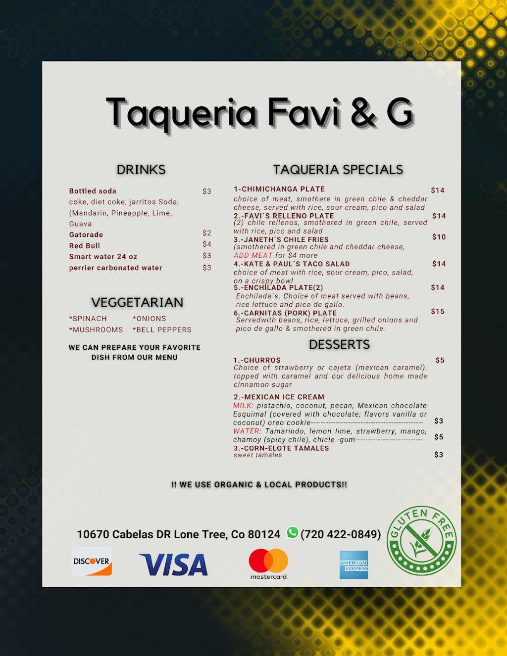 Taqueria Favi&G #2 | restaurant | 30403 Kings Valley Dr Suit C, Conifer, CO 80433, USA | 7202857226 OR +1 720-285-7226