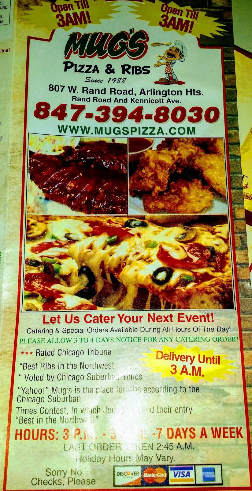 Mug's Pizza & Ribs Restaurant 807 W Rand Rd, Arlington Heights, IL