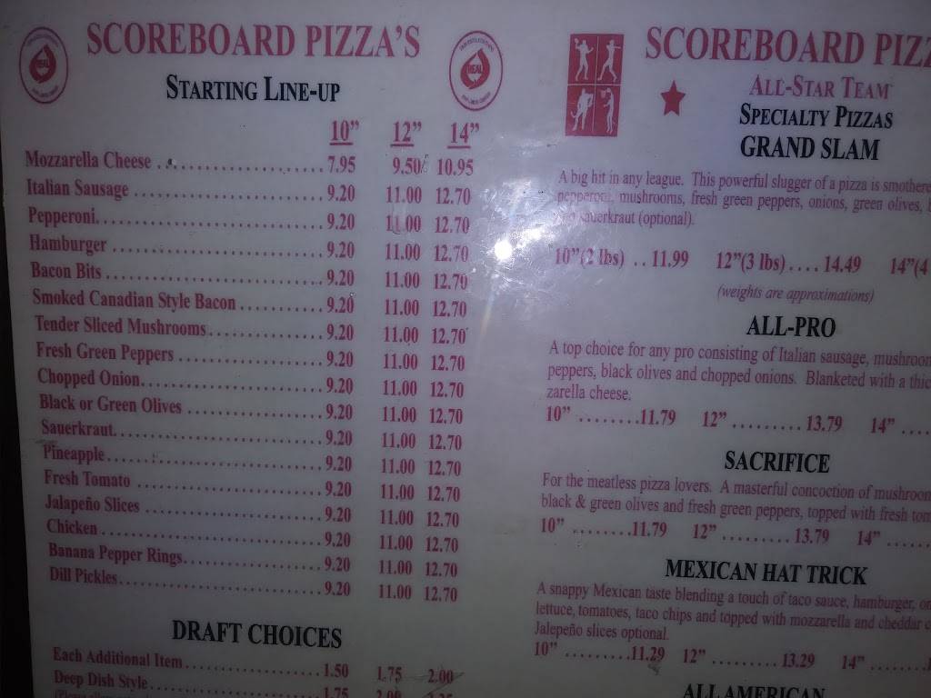 benchmark pizzeria menu