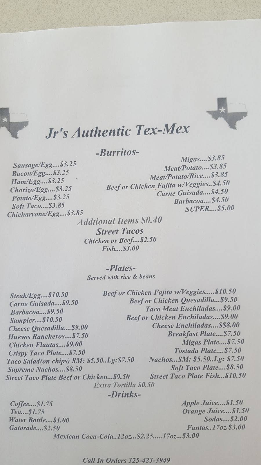 Jrs Authentic Tex-Mex | restaurant | Kingsland, TX 78639, USA | 3254233949 OR +1 325-423-3949