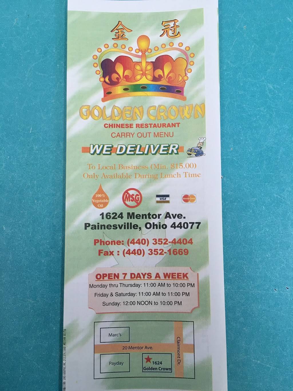Golden Crown Chinese Restaurant | restaurant | 1624 Mentor Ave, Painesville, OH 44077, USA | 4403524404 OR +1 440-352-4404