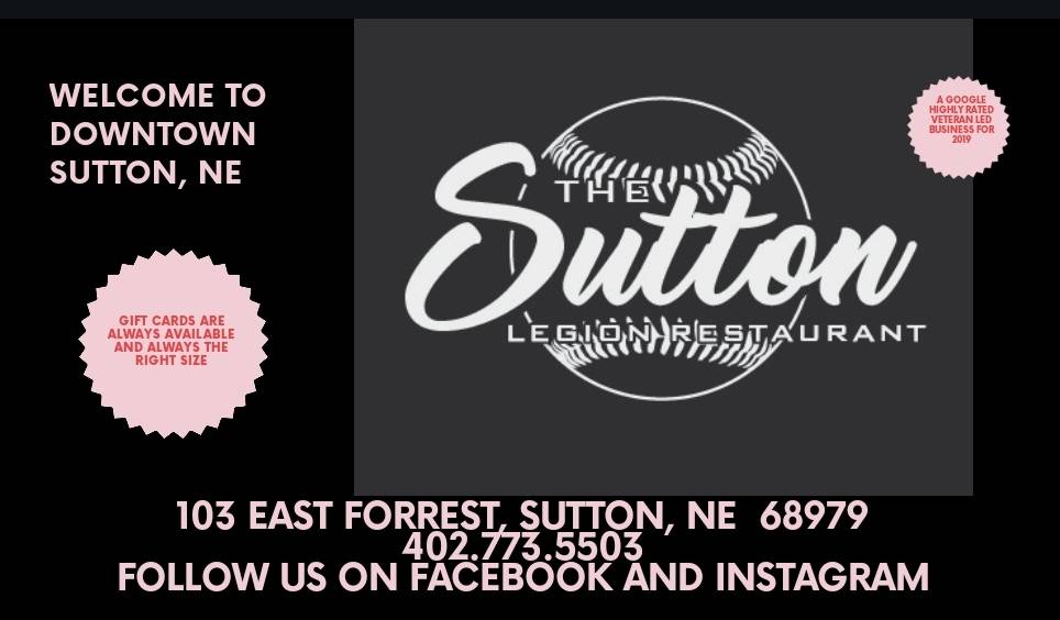 Sutton Legion Restaurant | restaurant | 103 E Forrest St, Sutton, NE 68979, USA | 4027735503 OR +1 402-773-5503
