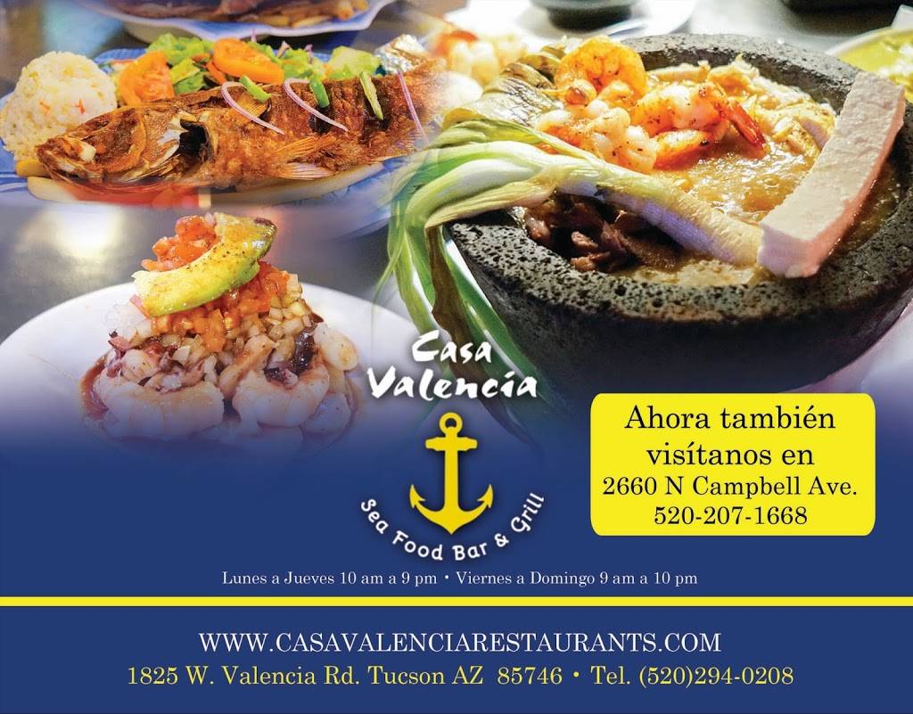 Casa Valencia Mexican Seafood, Bar & Grill -Tucson South Marisco | 1825 ...