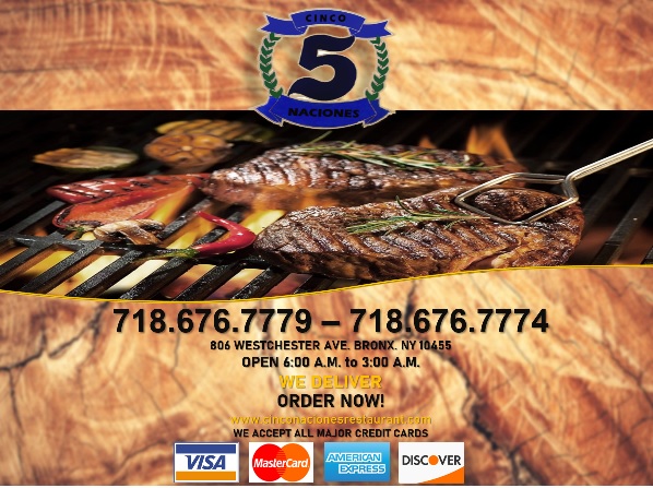 5 Naciones | restaurant | 806 Westchester Ave, Bronx, NY 10455, USA | 7186767779 OR +1 718-676-7779