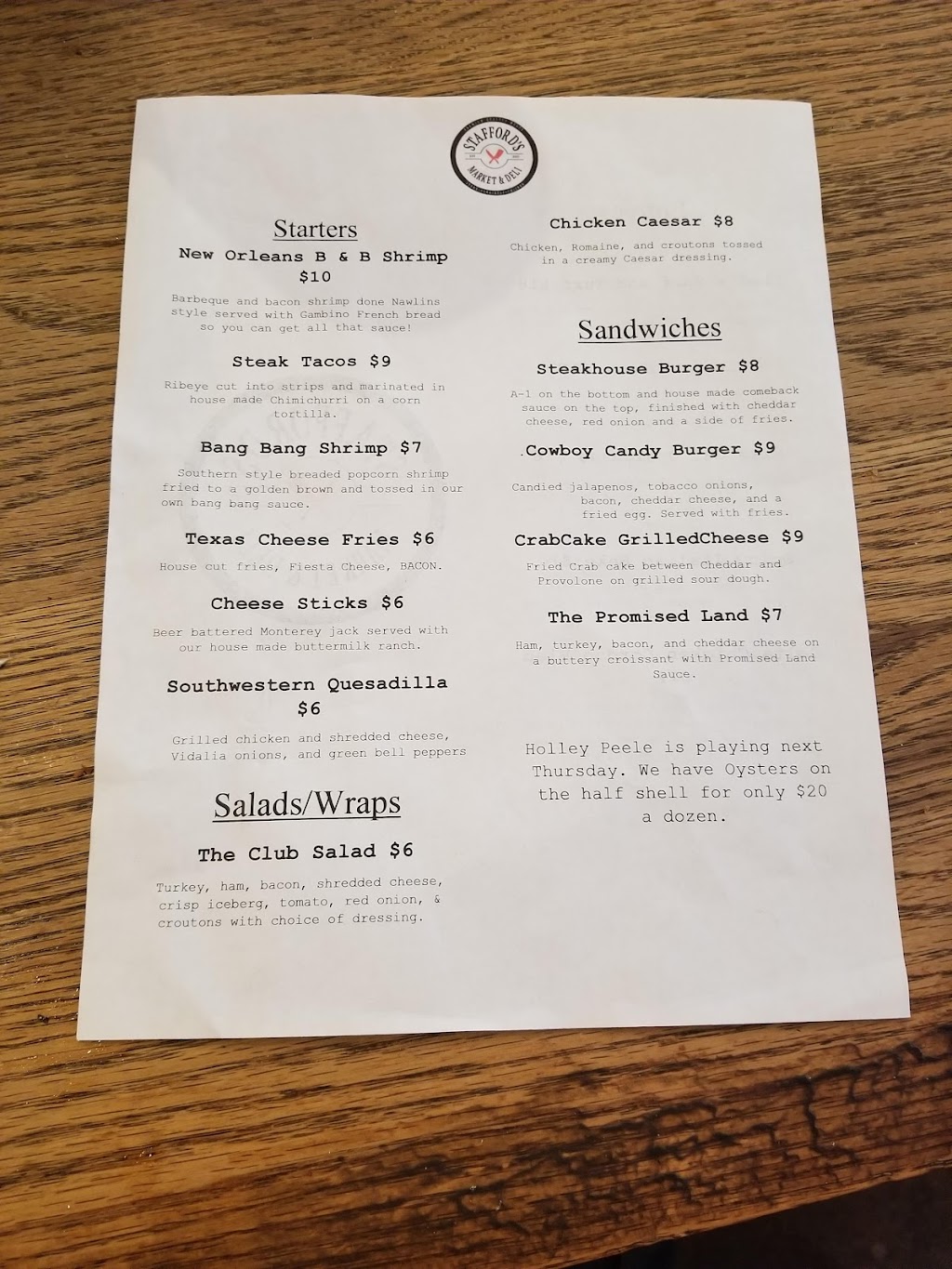 Staffords On Main Street | restaurant | 119 S Main St, Drew, MS 38737, USA | 6627454663 OR +1 662-745-4663