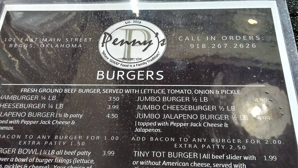 Pennys | restaurant | 101 E Main St, Beggs, OK 74421, USA | 9182672626 OR +1 918-267-2626