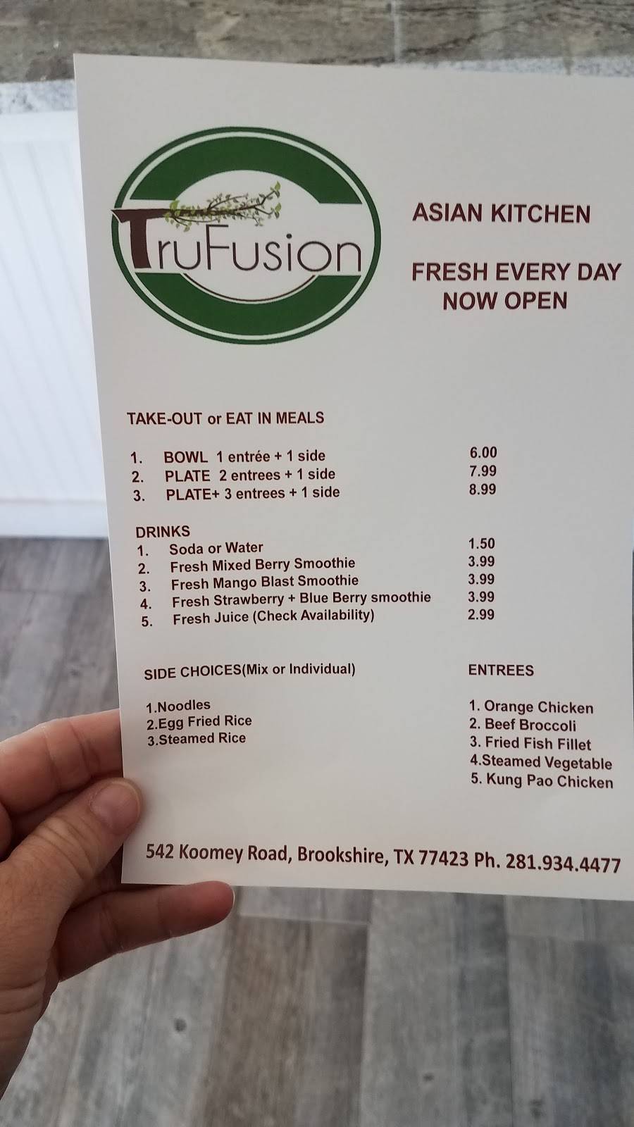TruFusion | restaurant | 542 Koomey Rd, Brookshire, TX 77423, USA | 2819344477 OR +1 281-934-4477