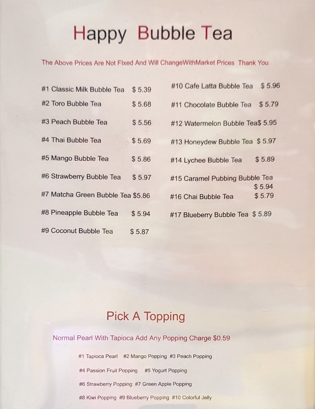 Happy bubble tea | restaurant | 1603 Milton Ave, Janesville, WI 53545, USA | 6085635255 OR +1 608-563-5255