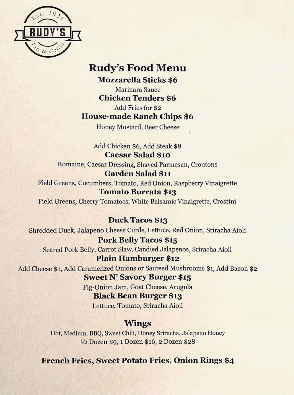 Rudys Tap & Grille | restaurant | 6 Ovid St, Seneca Falls, NY 13148, USA | 3157450232 OR +1 315-745-0232