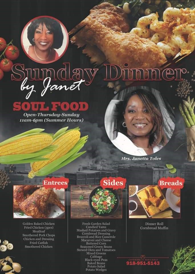Sunday Dinner and More by Janet | restaurant | 531 E Apache St, Tulsa, OK 74106, USA | 9189515143 OR +1 918-951-5143