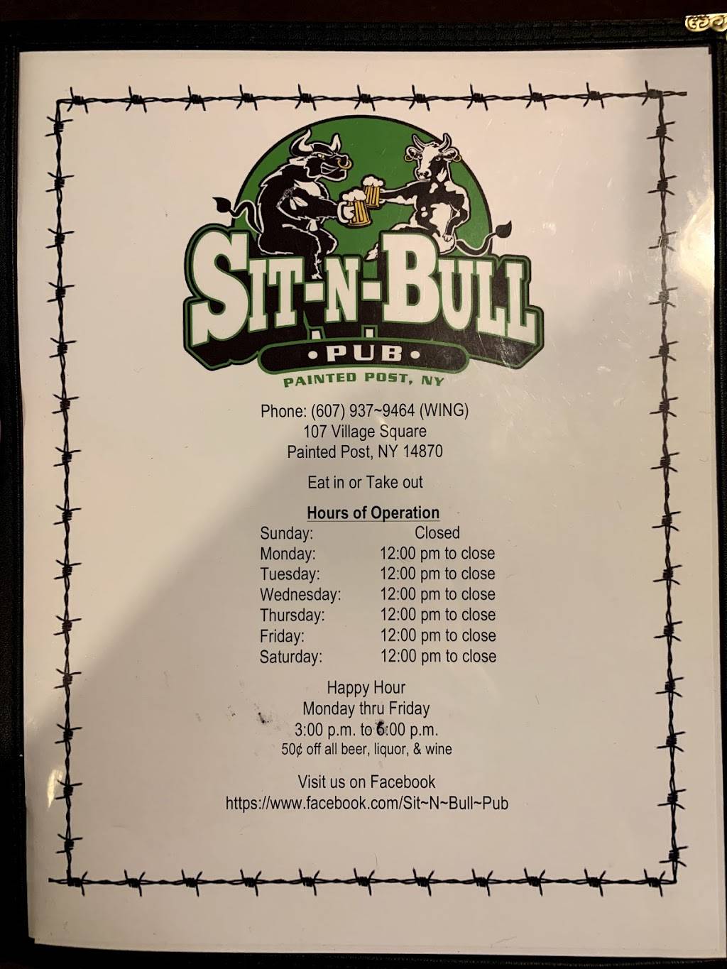 Sit N Bull Painted Post Menu View Painting