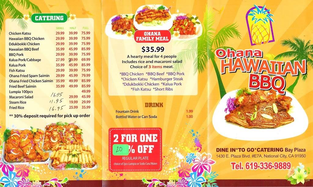 Ohana Hawaiian Bbq Restaurant 1430 East Plaza Boulevard Suite E7a National City Ca 91950 Usa