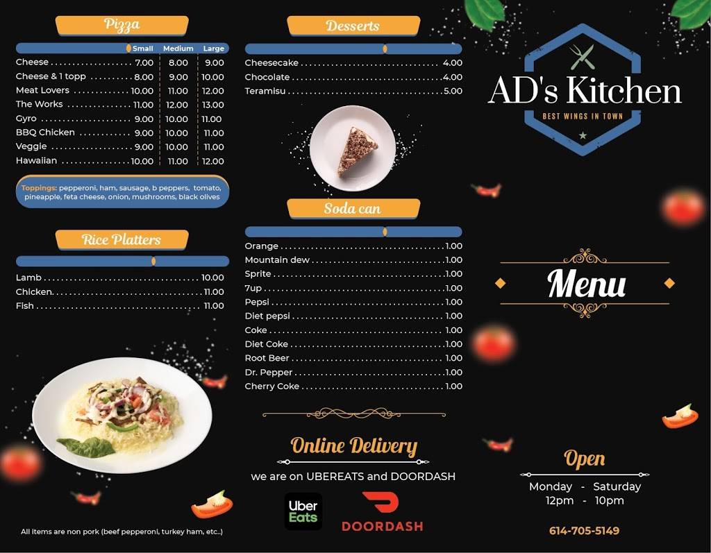 ADs Kitchen | restaurant | 1282 Essex Ave, Columbus, OH 43201, USA | 6147055149 OR +1 614-705-5149