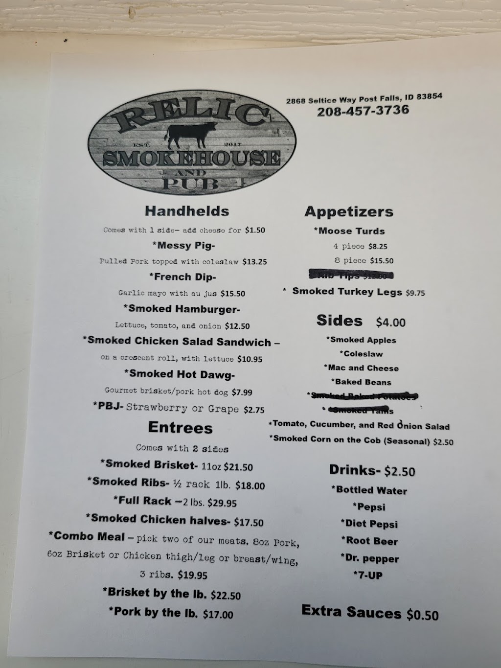 Relic Smokehouse and Pub | restaurant | 2868 E Seltice Way, Post Falls, ID 83854, USA | 2084573736 OR +1 208-457-3736