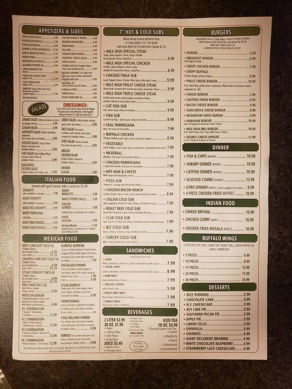 Mile High Pizza & Grill | meal delivery | 1010 S Peoria St, Aurora, CO 80012, USA | 3033430022 OR +1 303-343-0022