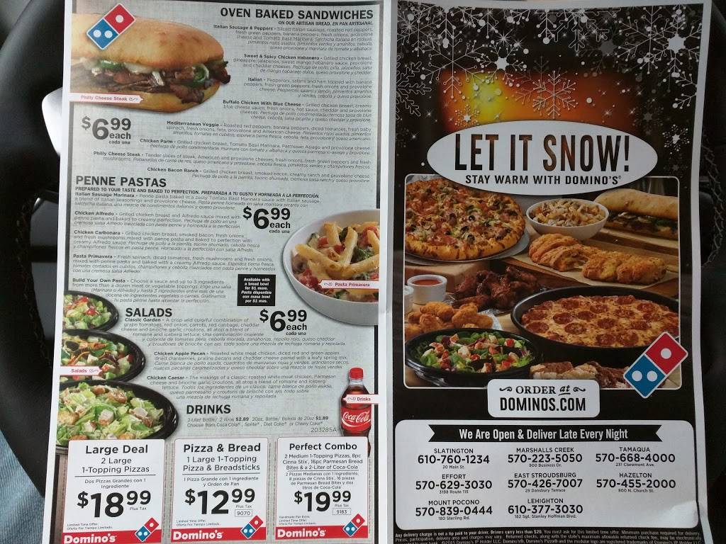 Dominos Pizza | meal delivery | 1235 Pocono Blvd Unit 5, Mt Pocono, PA 18344, USA | 5708390444 OR +1 570-839-0444