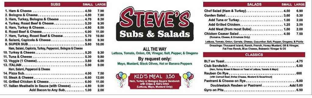Steve’s Subs and Salads | restaurant | 248 Brynn Marr Rd, Jacksonville, NC 28546, USA | 9103536040 OR +1 910-353-6040