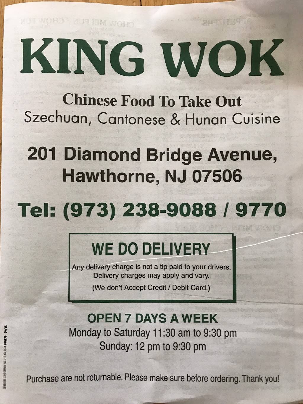 King Wok Meal Takeaway 201 Diamond Bridge Ave Hawthorne Nj