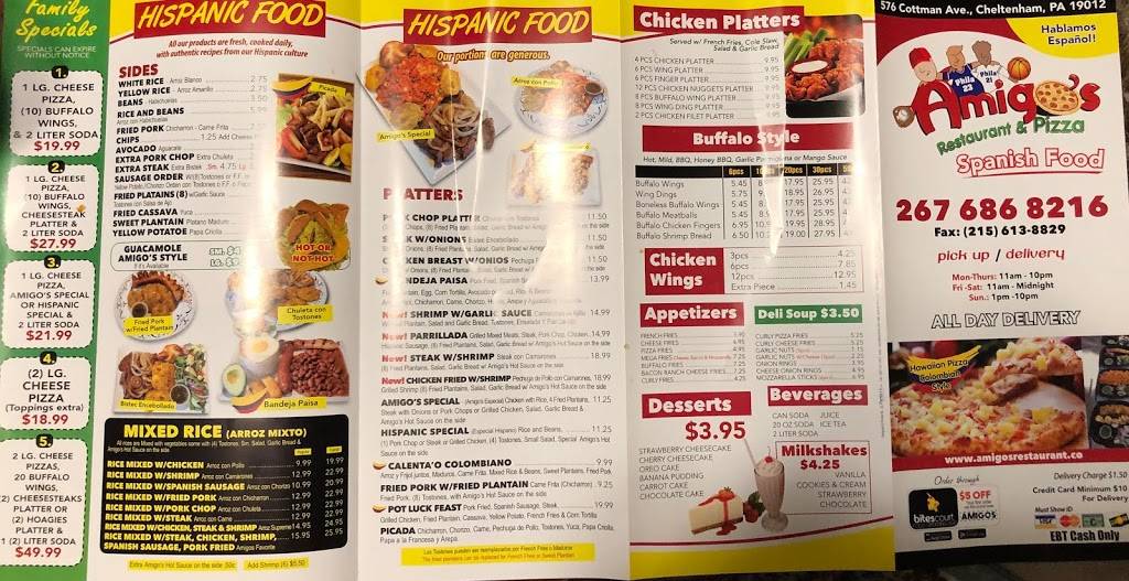 Amigos Restaurant and Pizza Cottman 576 Cottman Ave, Cheltenham, PA 19012, USA