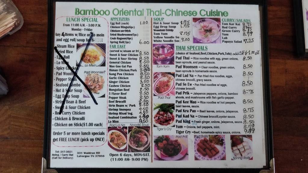 Bamboo Oriental Cuisine | meal delivery | 331 Waldron Rd #3262, La Vergne, TN 37086, USA | 6152873021 OR +1 615-287-3021