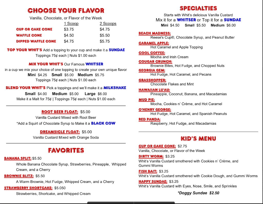 Whits Frozen Custard | restaurant | 89 Temple Ave, Newnan, GA 30263, USA | 6782988009 OR +1 678-298-8009