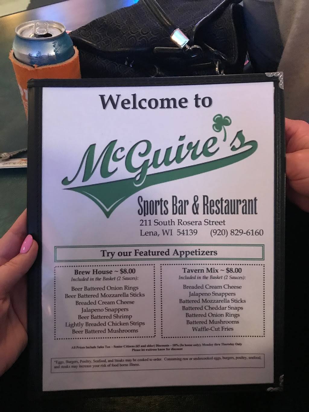 Mc Guires Sports Bar & Restaurant | restaurant | 211 S Rosera St, Lena, WI 54139, USA | 9208296160 OR +1 920-829-6160